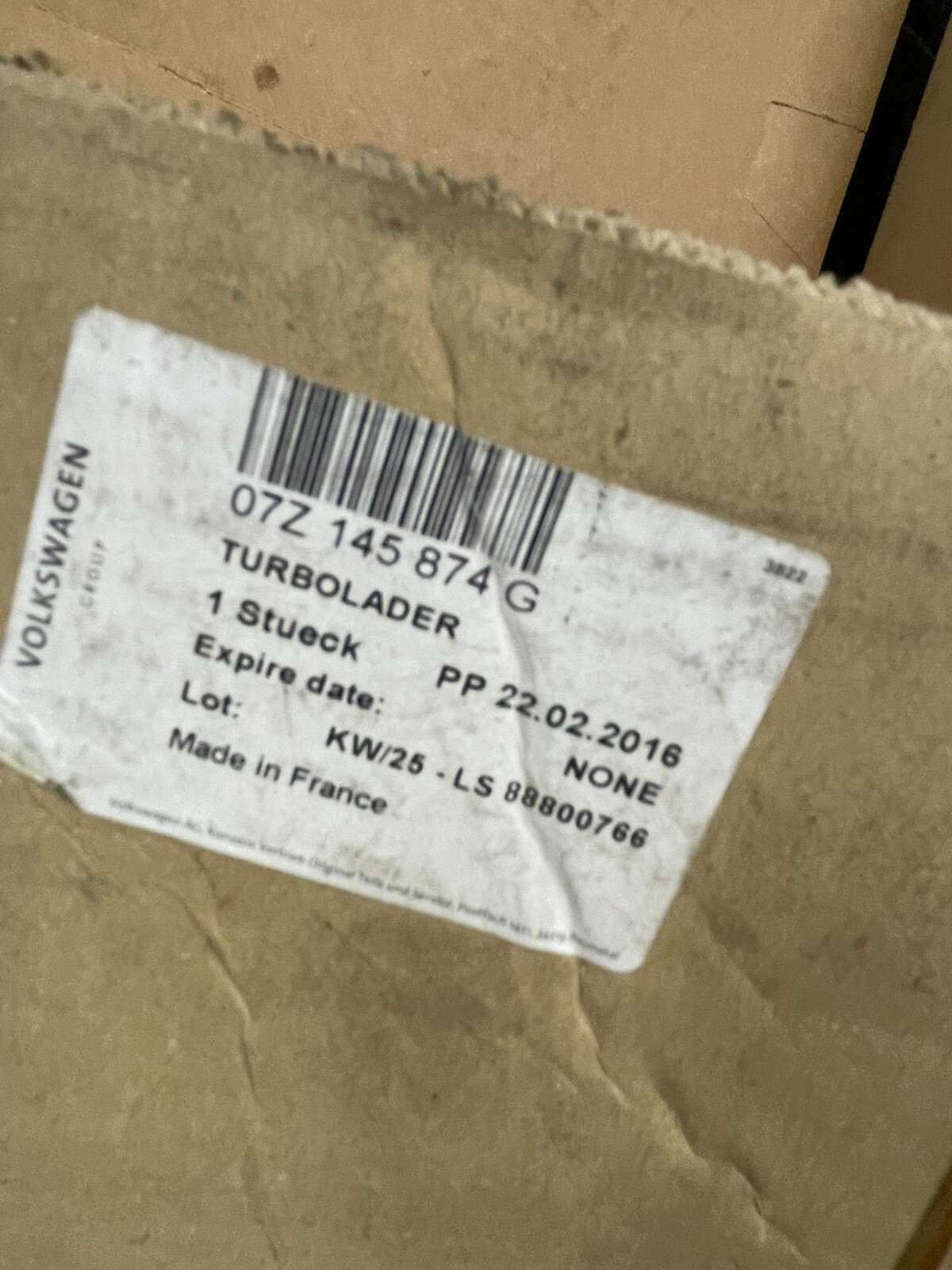 07Z145874G VW PHAETON 5.0 TDI -AJS- V10 TURBOLADER RECHTS 07Z145874G ORIG.NEU VW - Obrázek 4