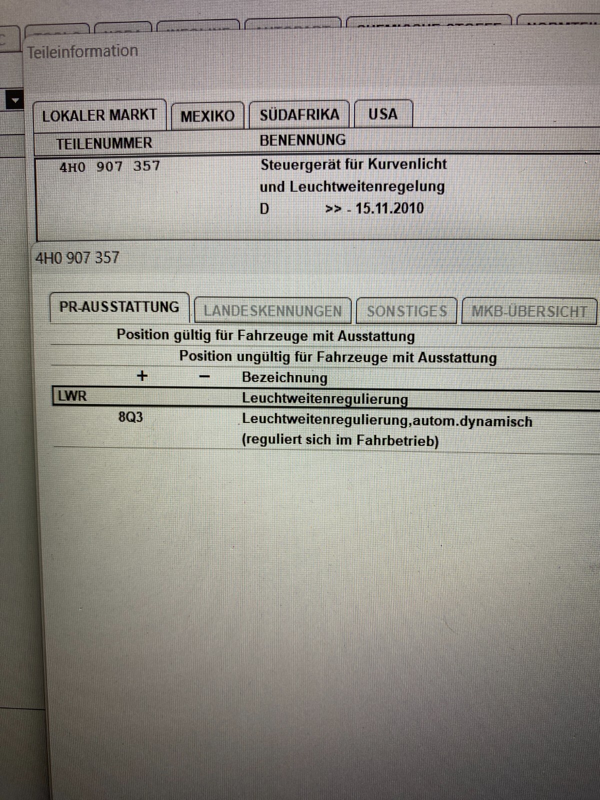 AUDI A7,A8 STEUERGERÄT LEUCHTWEITENREGULIERUNG KURVENLICHT 4H0907357 - Obrázek 14