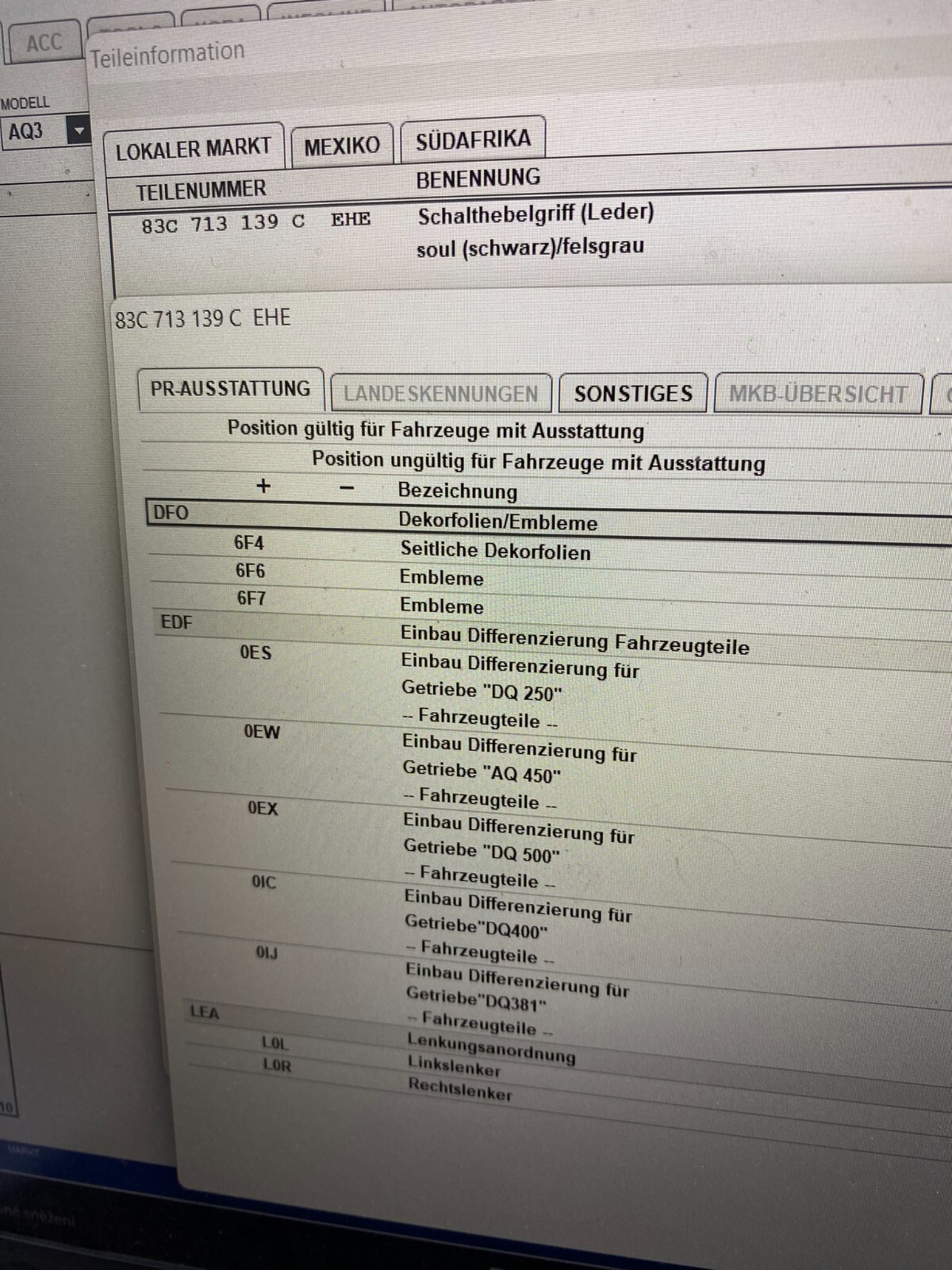 AUDI Q3 AUTOMATIK SCHALTKNAUF MIT GAMASCHE 83C713139C EHE ORIGINAL NEU! - Obrázek 9