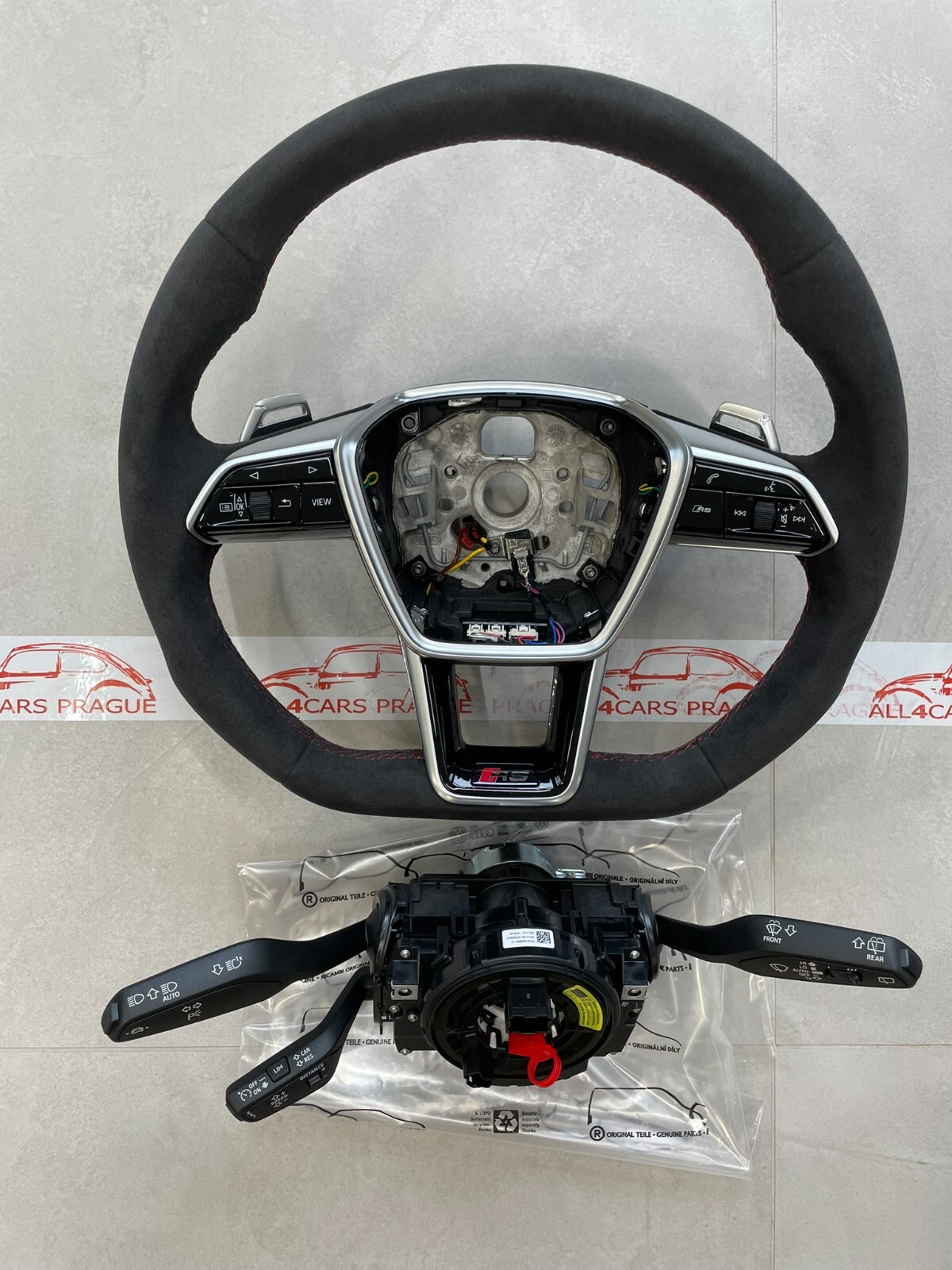 AUDI RS6 RS7 4K C8 SPORT LENKRAD ALCANTARA ABGEFLACHT BEHEIZT+KOMBISCHALTER NEU