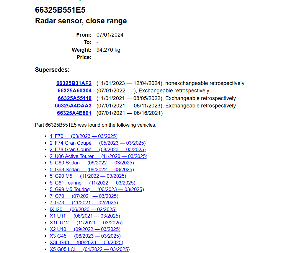 BMW 5 G60 , 5 G90, 5 G61, 5 G99,RADARSENSOR TOTWINKEL RADAR 66325B551E5 ORIG NEU - Obrázek 4