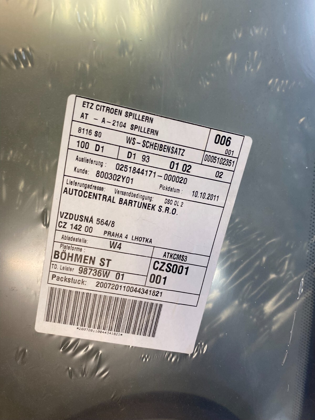 CITROEN C5 I . C5I COMBI WINDSCHUTZSCHEIBE 8116 SO FRONT SCHEIBE ORIGINAL NEU! - Obrázek 6