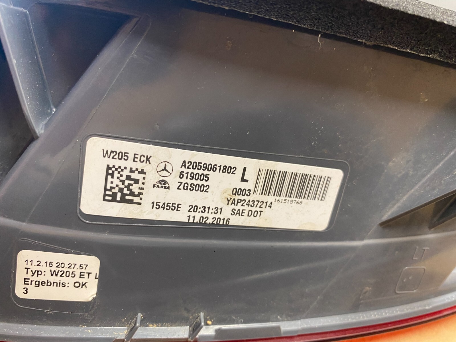 MERCEDES-BENZ C-KLASSE W205 RÜCKLICHT HINTEN R+L A2059061802 A2059061902 ORIG. - Obrázek 10