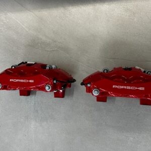 PORSCHE BRAKE CALIPERS RED REAR SET L+R COMPLETE 9Y0615403DF+9Y0615404DF NEW !