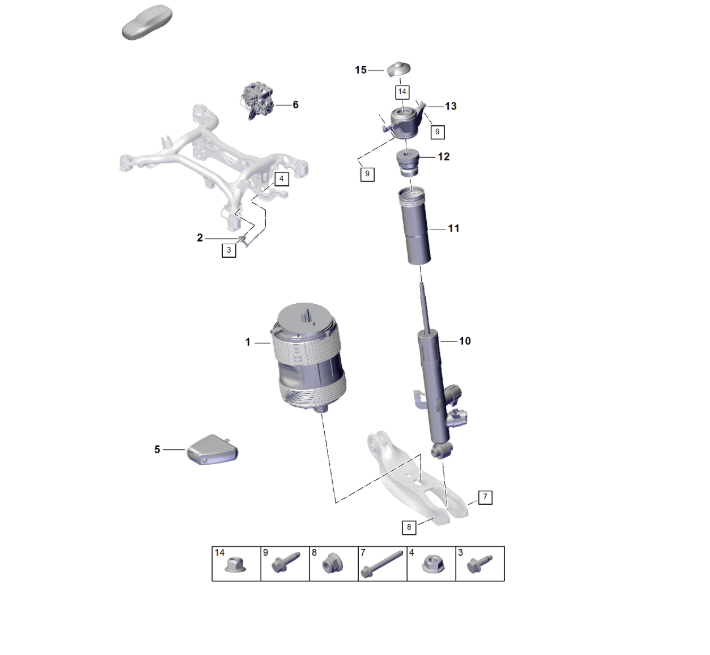PORSCHE CAYENNE 9YA-2 STOSSDÄMPFER ELEKTRISCH HINTER LINKS 9Y0513027F ORIG NEU - Obrázek 6