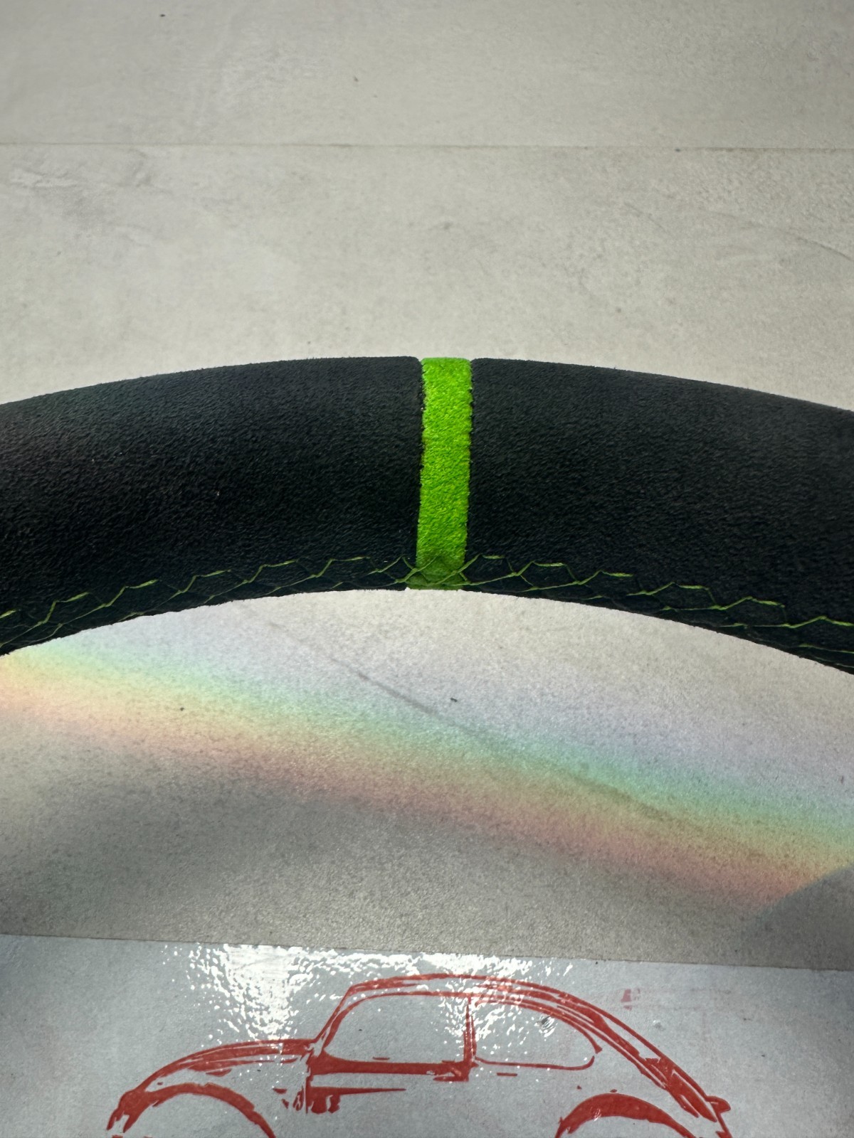 PORSCHE GTS TURBO LEERES RAHMEN LENKRAD BEHEIZT SCHWARZ (GRÜN) ALCANTARA LEDER - Obrázek 4