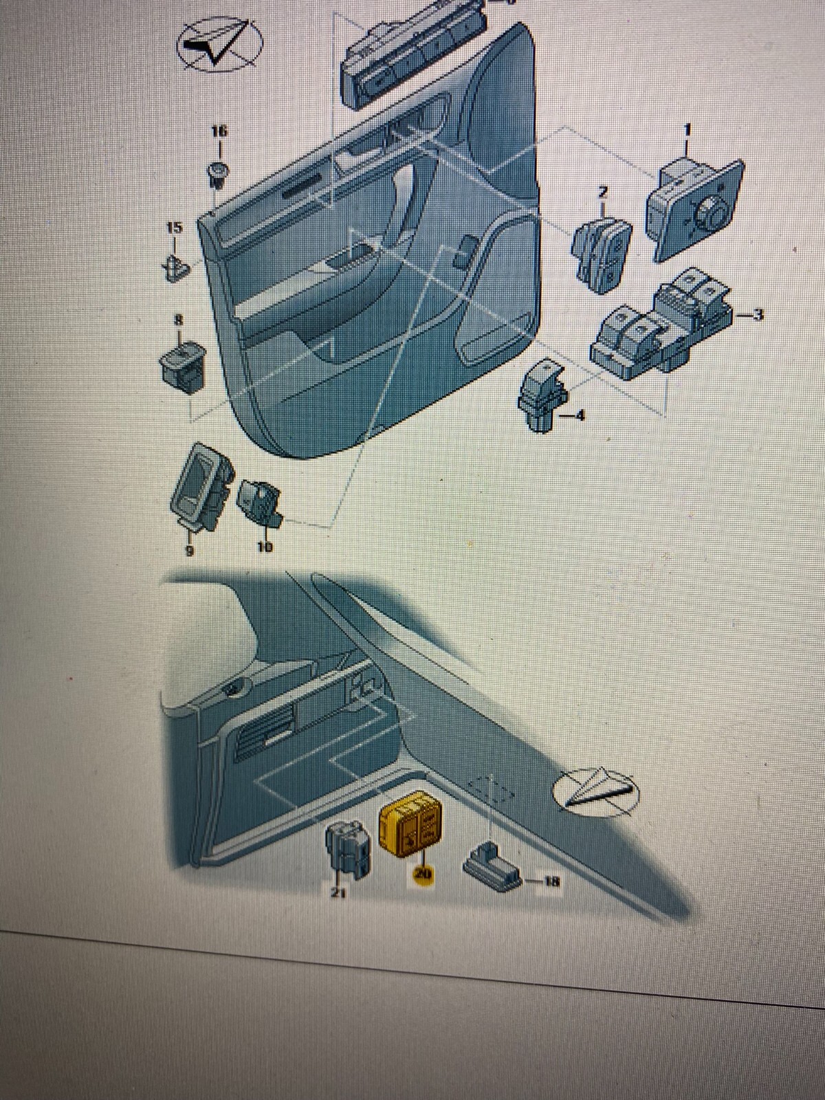 TOUAREG SCHALTER FÜR ELEKTRISCH ABKLAPPBARE ANHÄNGERKUPPLUNG 7P6959511H ORIG. - Obrázek 9