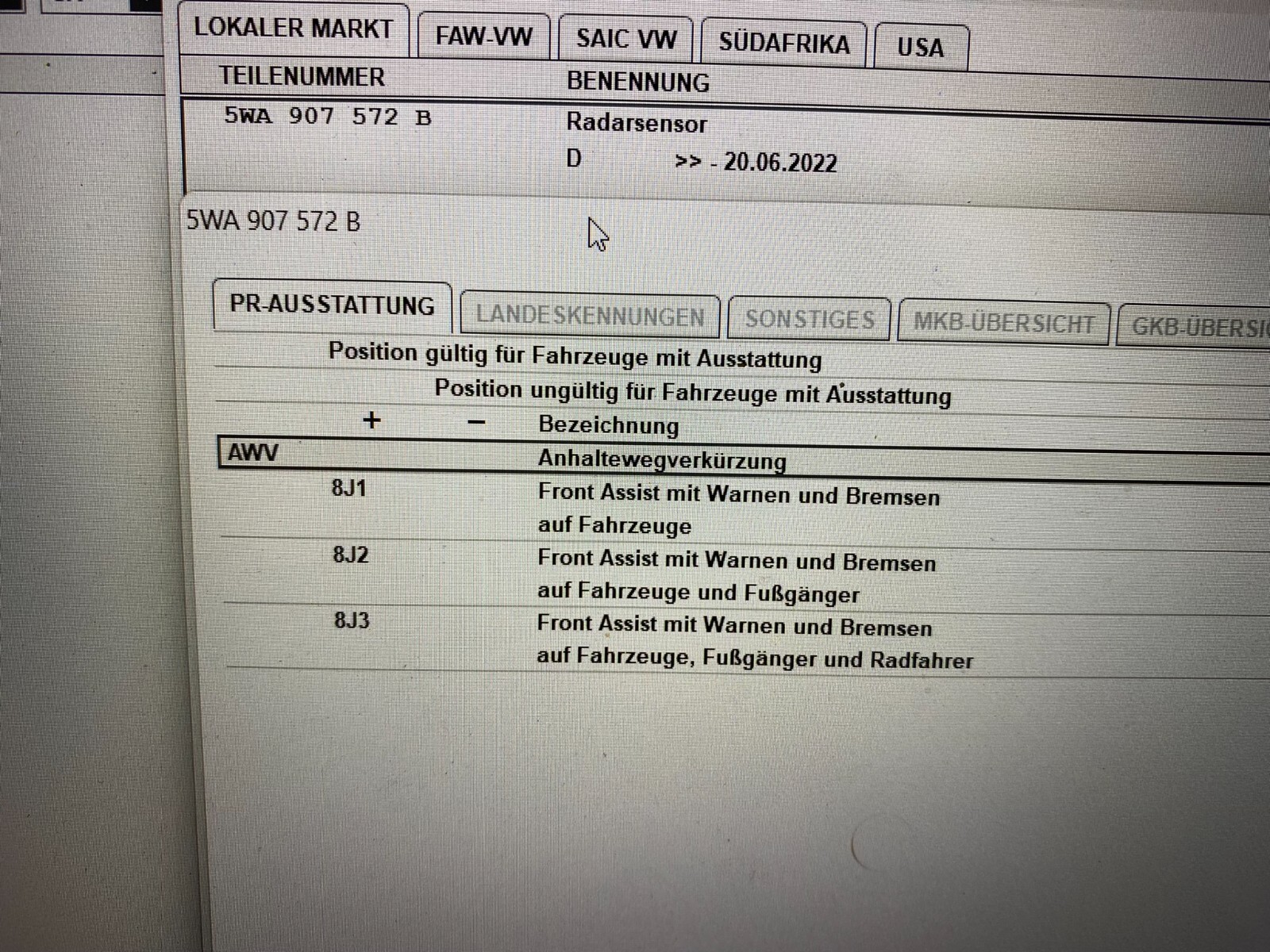 VW AUDI SKODA SEAT - ACC SENSOR RADARSENSOR 5WA907572B ORIGINAL NEU!!! - Obrázek 9