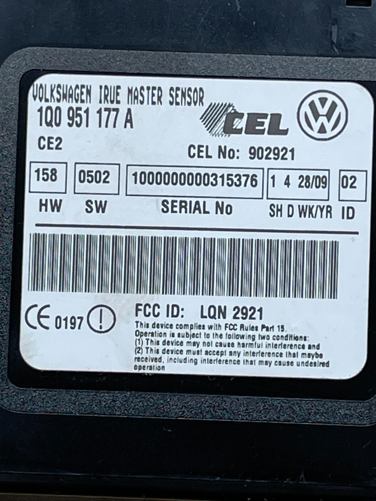 VW EOS RADARSENSOR MIT STEUERGERÄT ALARMANLAGE 1Q0951177A = 1Q0998177 FAST NEU - Obrázek 3