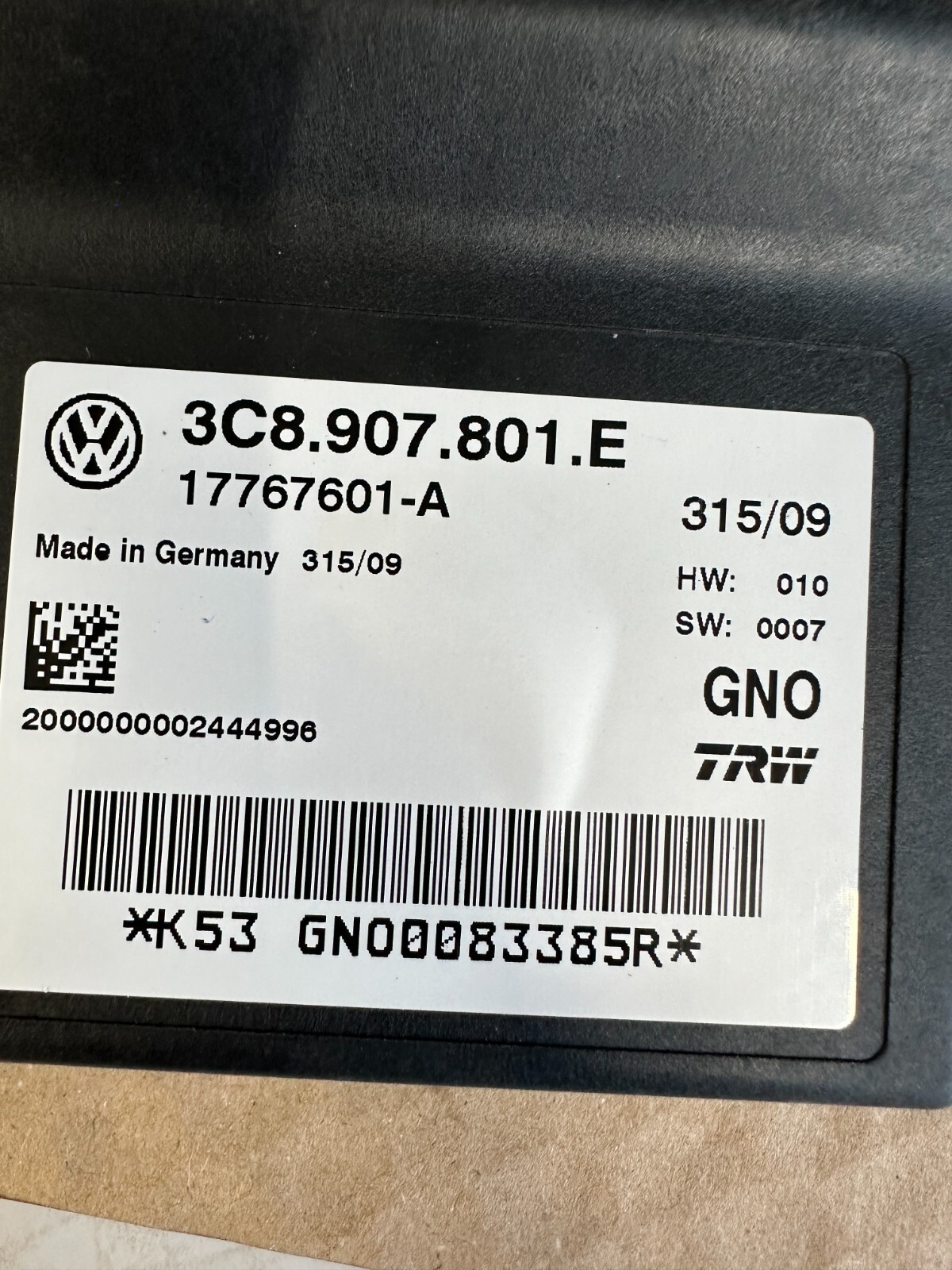 VW PASSAT STEUERGERÄT ELEKTROMECHANISCHE BREMSE 3C8907801E Fast Neu dem Test Car - Obrázek 3