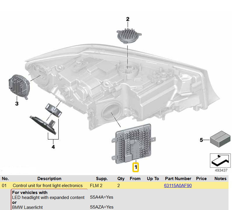 63115A0AF90 BMW SCHEINWERFER LED / LASER STEUERGERÄT 5A0AF90-01 ORIGINAL NEU!!! - Obrázek 4