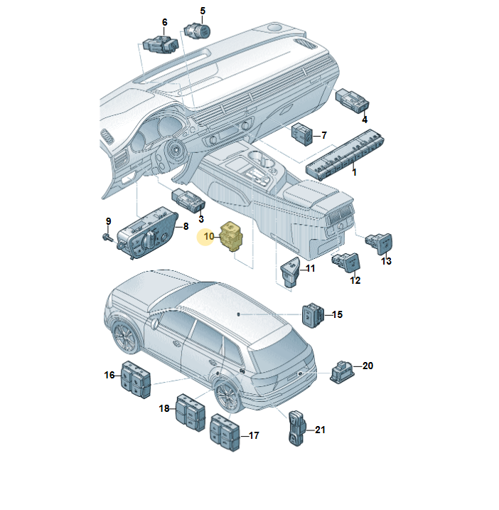 AUDI A4 A5 Q7 SCHALTER FÜR ELEKTROMECHANISCHE FESTSTELLBREMSE 4M1927225A NEU - Obrázek 5