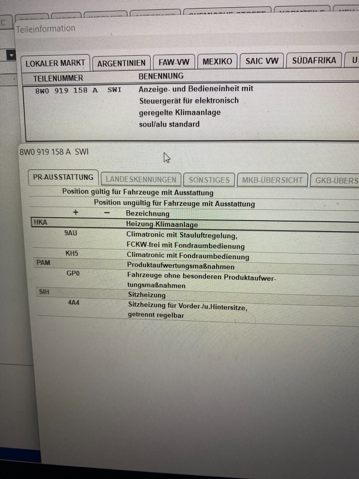 AUDI A4/S4/RS4,A5/S5/RS5,Q5,Q7 KLIMABEDIENTEIL HINTEN SITZHEIZUNG 8W0919158A - Obrázek 11