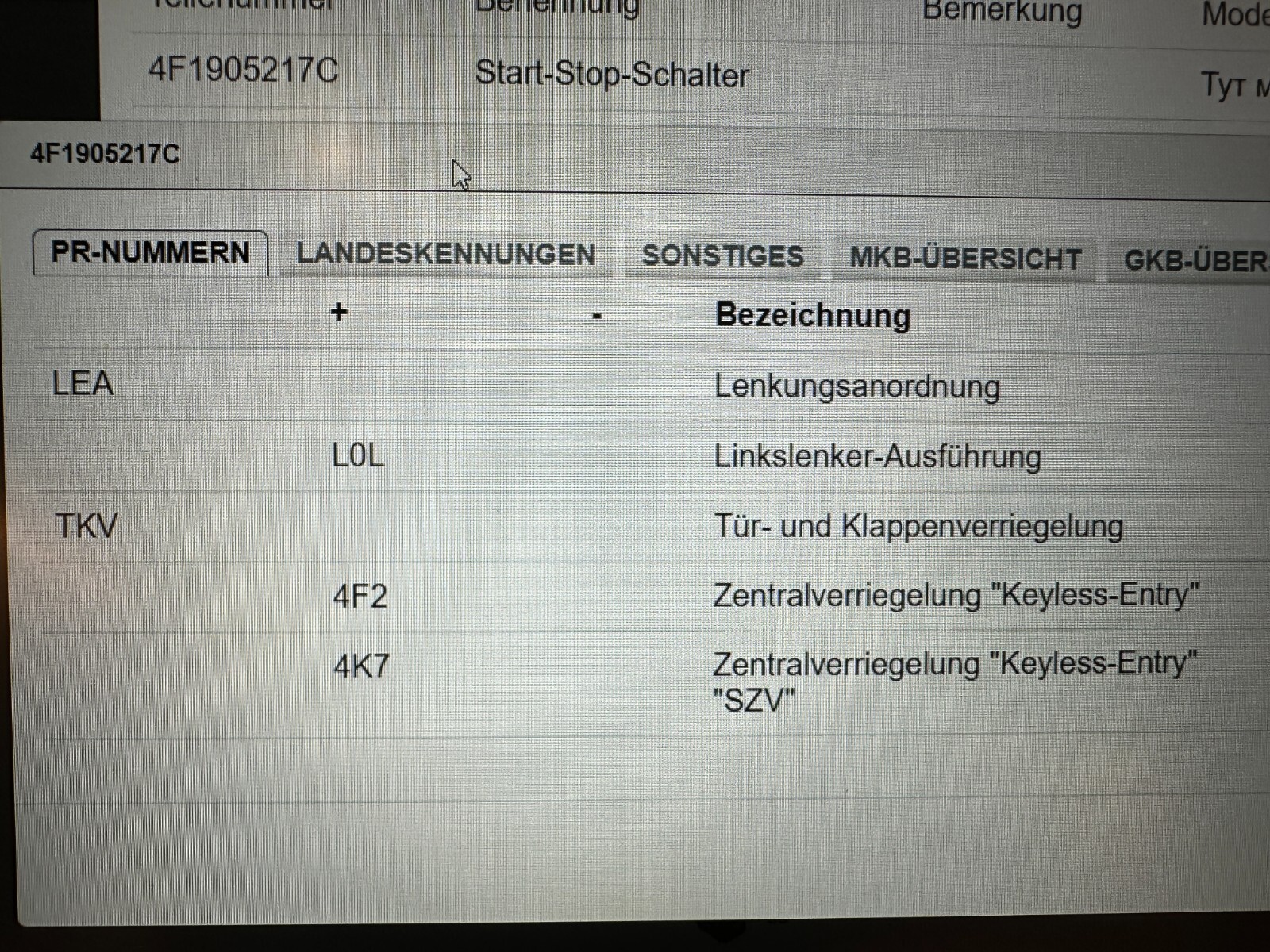 AUDI A6 START STOP SCHALTER 4F1905217C FAST NEU TEIL DEMONT VON TEST WAGEN-ORIG - Obrázek 6