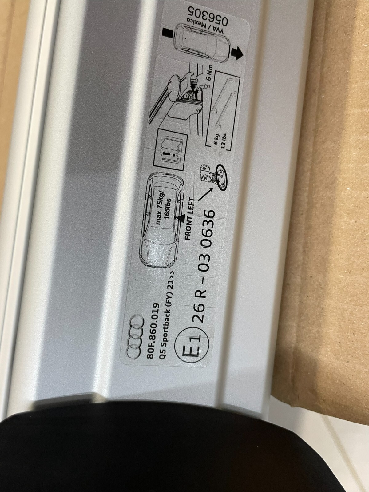 AUDI Q5 SPORTBACK FY GRUNDTRÄGER DACHGEPÄCKTRÄGER 80F860019 ORIG. AUDI NEU TEIL - Obrázek 5