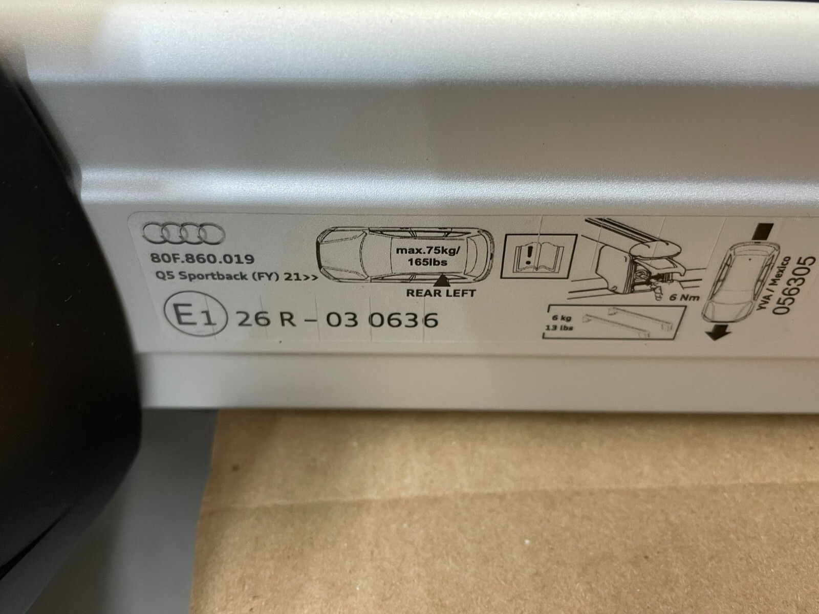 AUDI Q5 SPORTBACK FY GRUNDTRÄGER DACHGEPÄCKTRÄGER 80F860019 ORIG. AUDI NEU TEIL - Obrázek 6