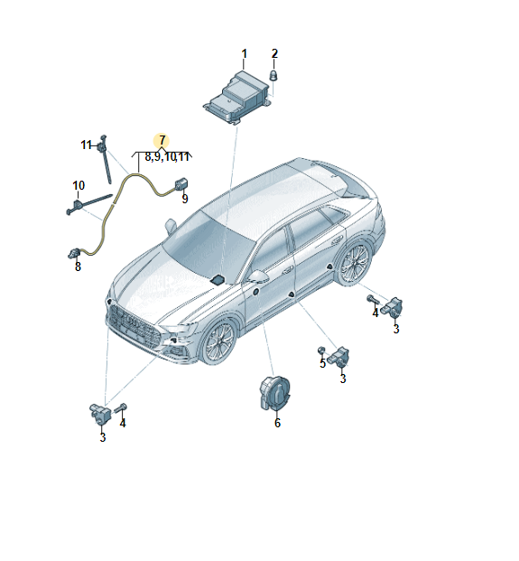 AUDI Q8/RSQ8 CRASHSENSOR AIRBAG 4N0959651D+KABEL FÜR STOSSSTANGE VORN 4M8971677A - Obrázek 6