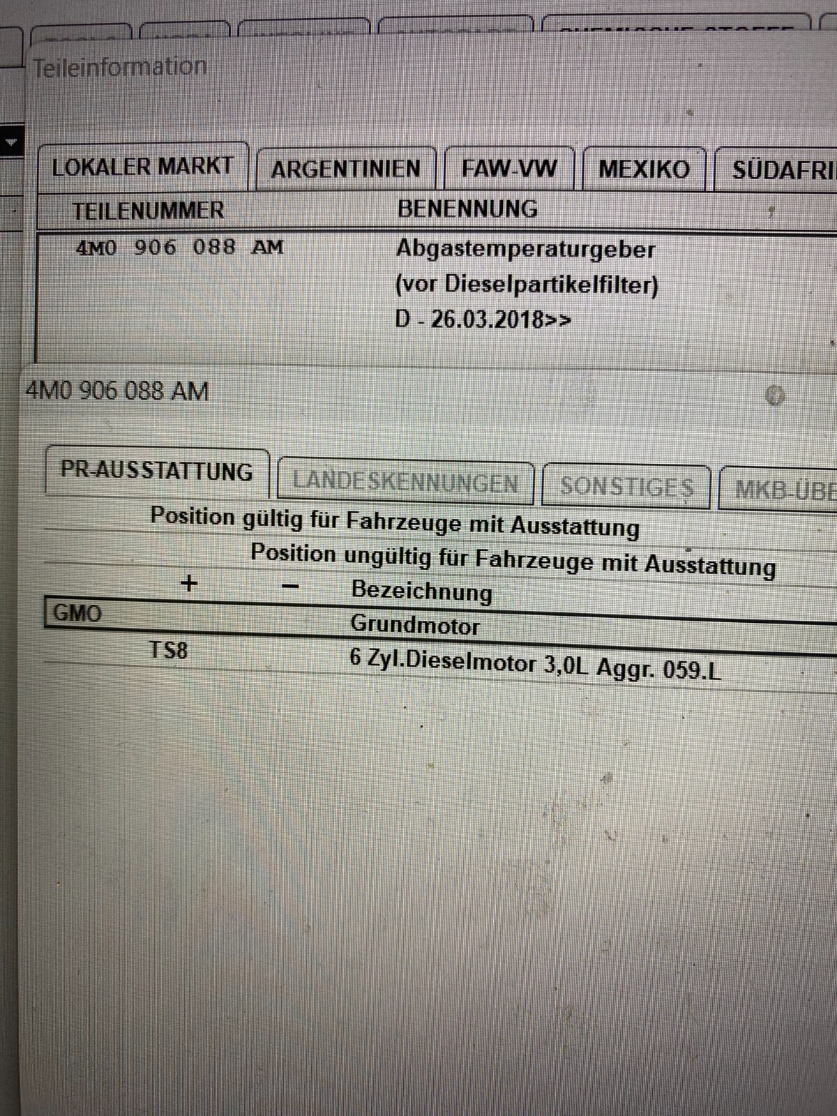 AUDI VW 3.0TDI ABGASTEMPERATURGEBER TEMPERATURSENSOR 4M0906088AM ORIG.NEU!!! - Obrázek 6
