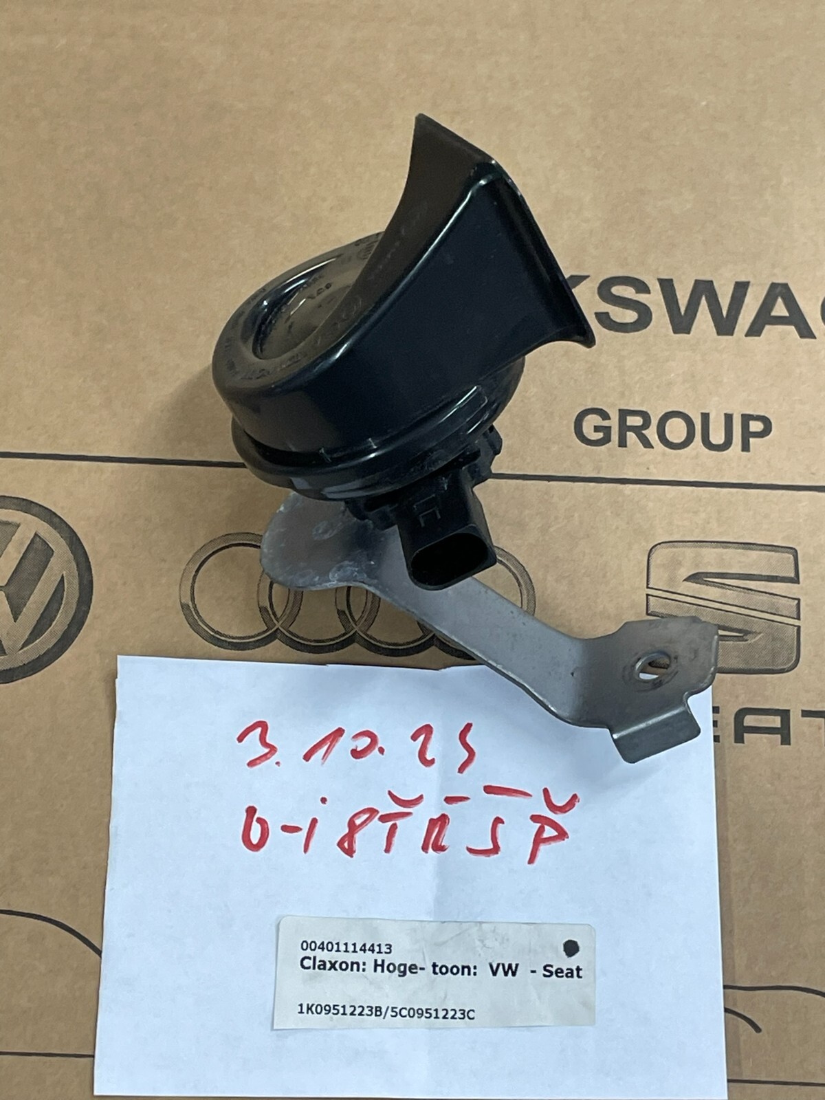 VW FANFARE SIGNALHORN 1K0951223A 5C0951223C Fast Neu demont v Test Wagen Orig.! - Obrázek 9