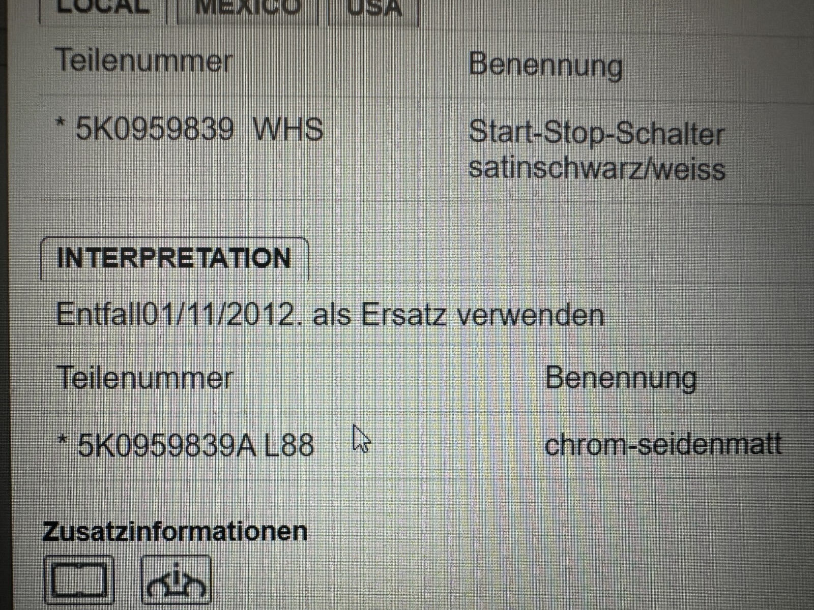 VW GOLF EOS SCIROCCO START STOP SCHALTER 5K0959839 5K0959839A 5K0959839B ORIG VW - Obrázek 6