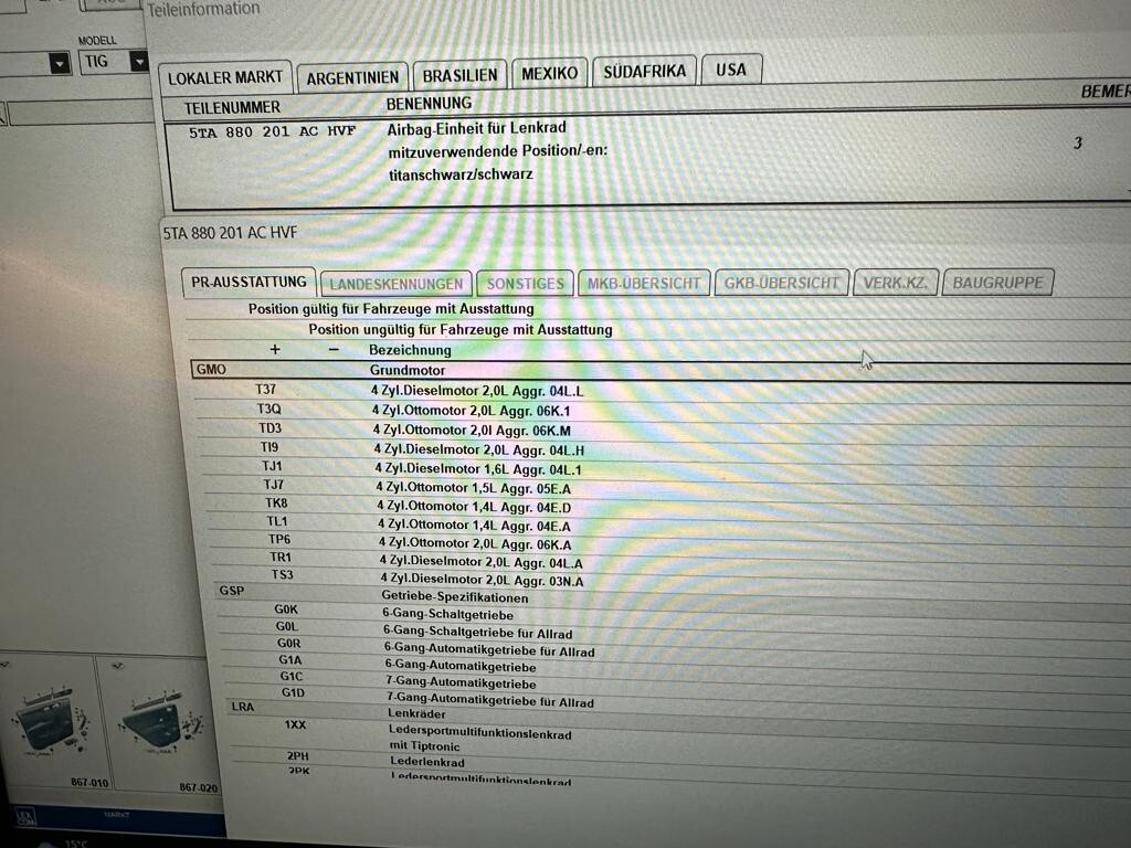 VW TIGUAN 2016-2022 ARMATURENBRET 5NB857003 N MIT GURTEN VORN +AIRBAG FAHRER NEU - Obrázek 20