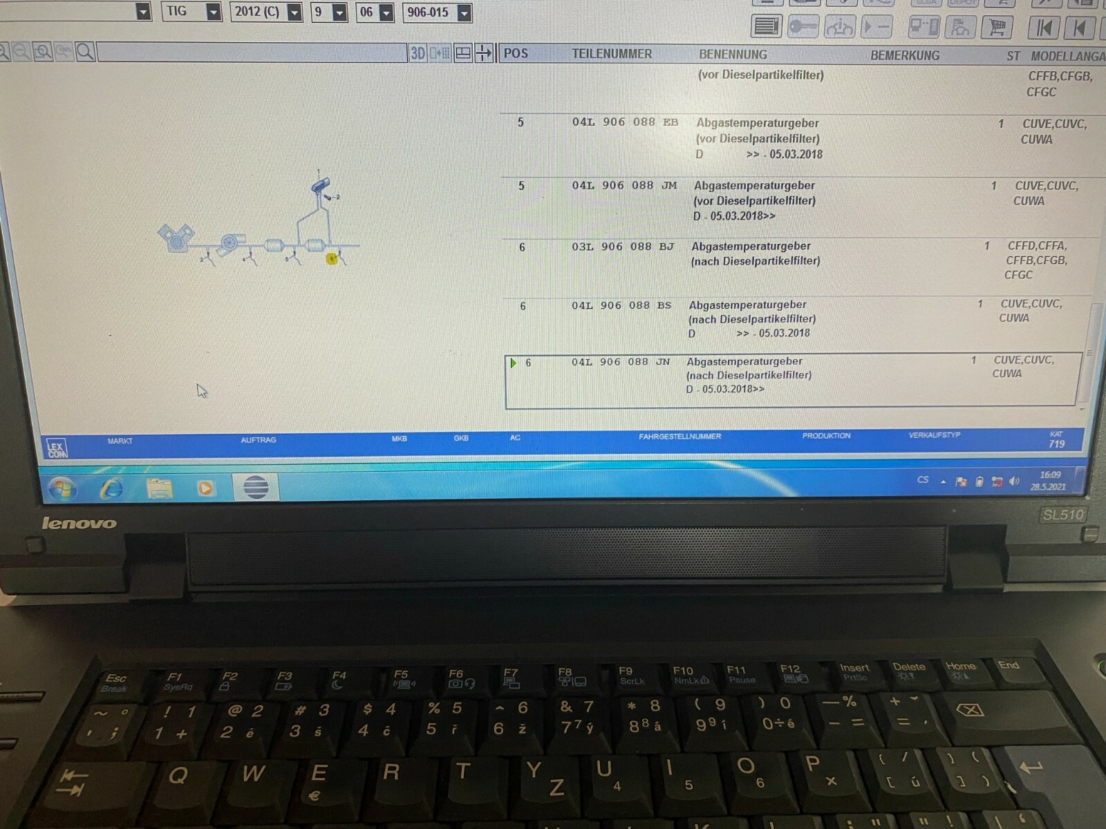 VW TIGUAN ABGASTEMPERATURGEBER 04L906088JN / 04L 906 088 JN ORIGINAL NEU!! - Obrázek 7