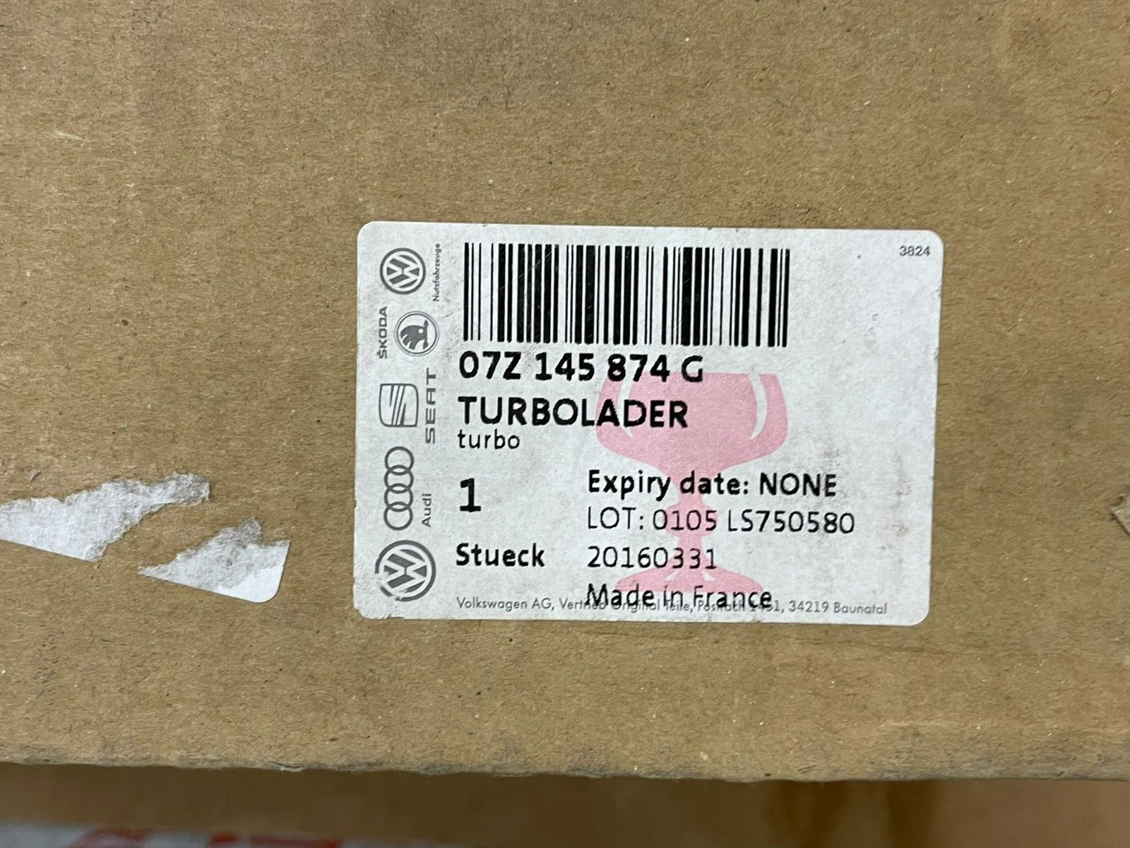 07Z145874G VW PHAETON 5.0 TDI -AJS- V10 TURBOLADER RECHTS 07Z145874G ORIG.NEU VW - Obrázek 7