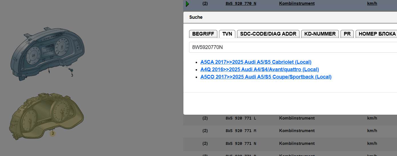 AUDI A4 8W , AUDI A5 8W KOMBIINSTRUMENT TACHOMETER 8W5920770N ORIG.NEU 0 KM ! - Obrázek 3