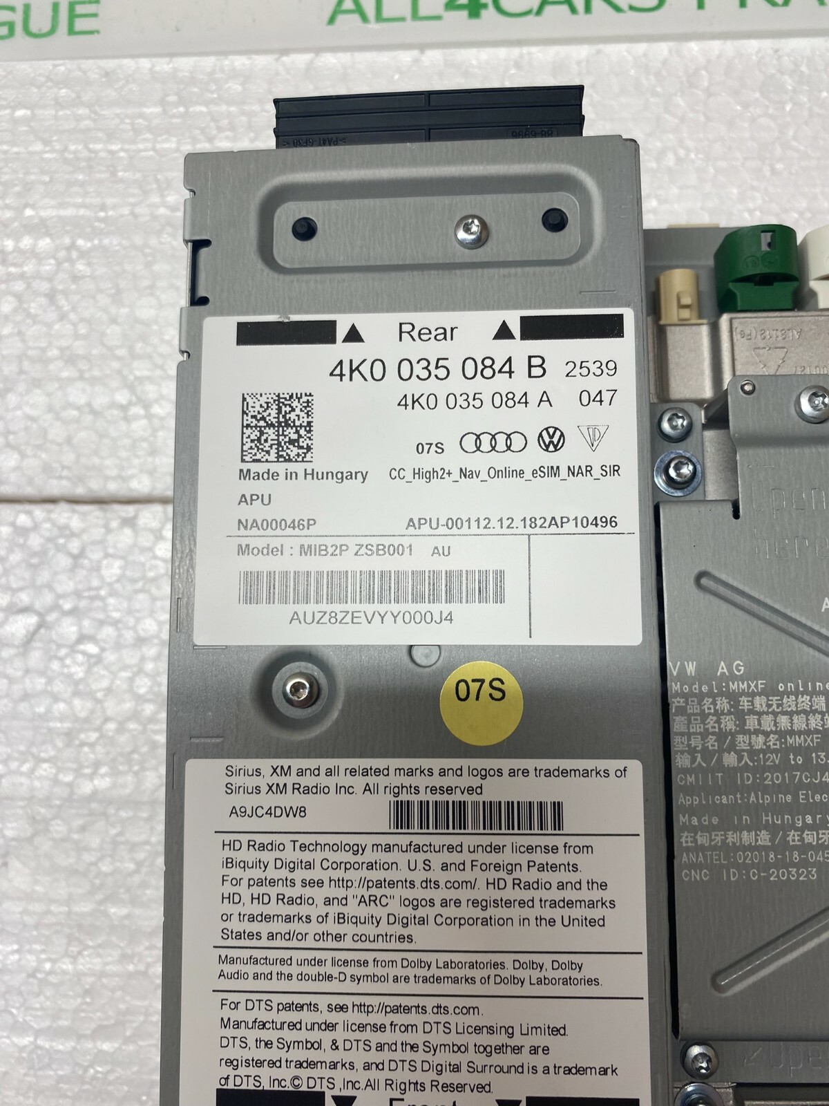 AUDI A6/S6, A7,A8/S8,W8 MMI STEUERGERÄT INFORMATIONSELEKTRONIK 4K0035084B ORIG.! - Obrázek 4