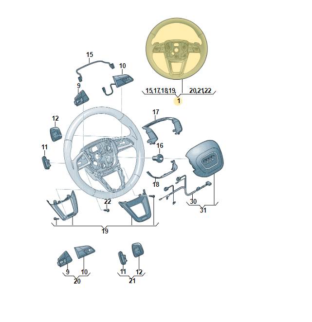 AUDI Q7 Q8 SPORT LEDER LENKRAD BEHEIZT SCHWARZ 4M8419091T Fast Neu d v Test Car - Obrázek 8