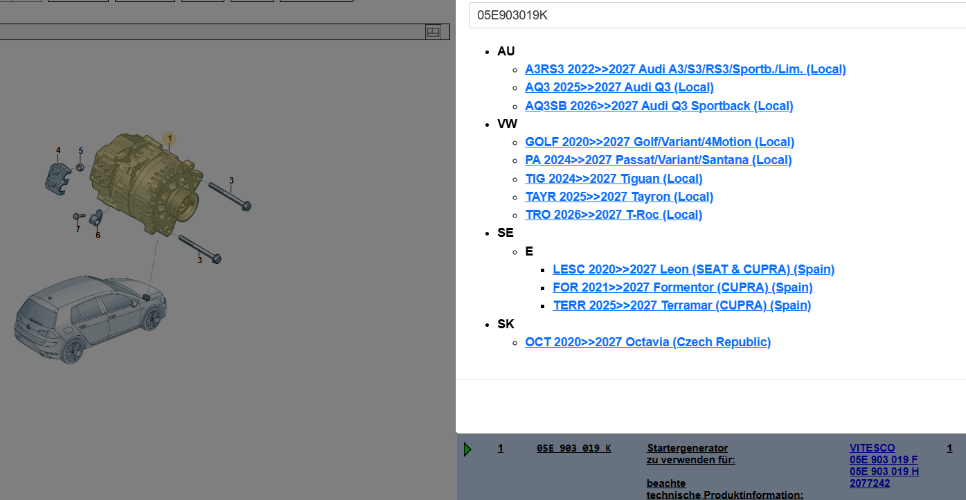 AUDI RS3 , AUDI Q3 , AUDI A3 STARTER WASSERGEKÜHLT GENERATOR 05E903019K ORIG.NEU - Obrázek 4