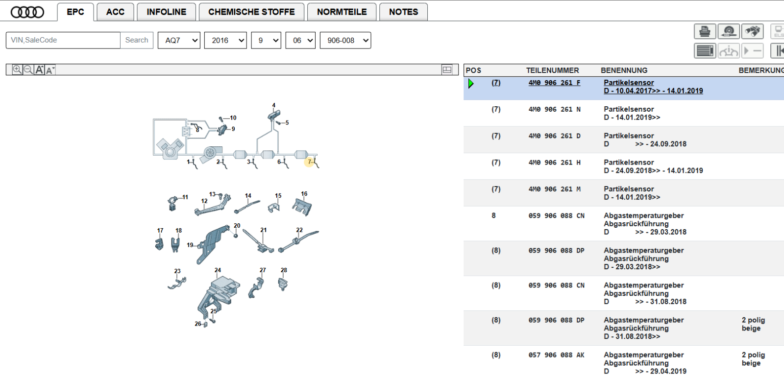 AUDI SQ7 4M 4.0 TDI PARTIKELSENSOR 4M0906261F = 4M0906261N ORIG.NEU - Obrázek 6