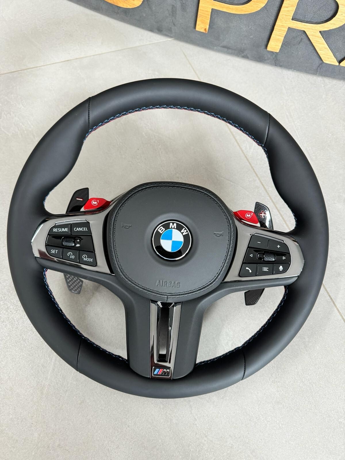 BMW M5 X3M X5M SPORT LEDER LENKRAD KOMPLET M POWER BUTTONS CARBON PADELS