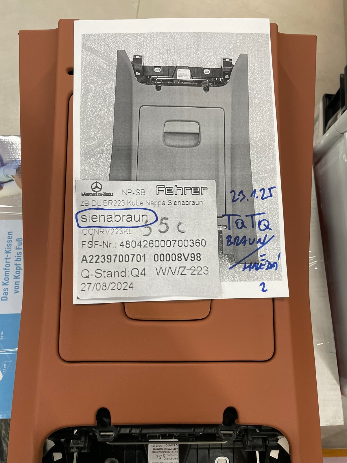 MERCEDES-BENZ S-KLASSE W223 V223 ABLAGEFACH A2239700701 SIENA BRAUN ORIG. DEMONT - Obrázek 21