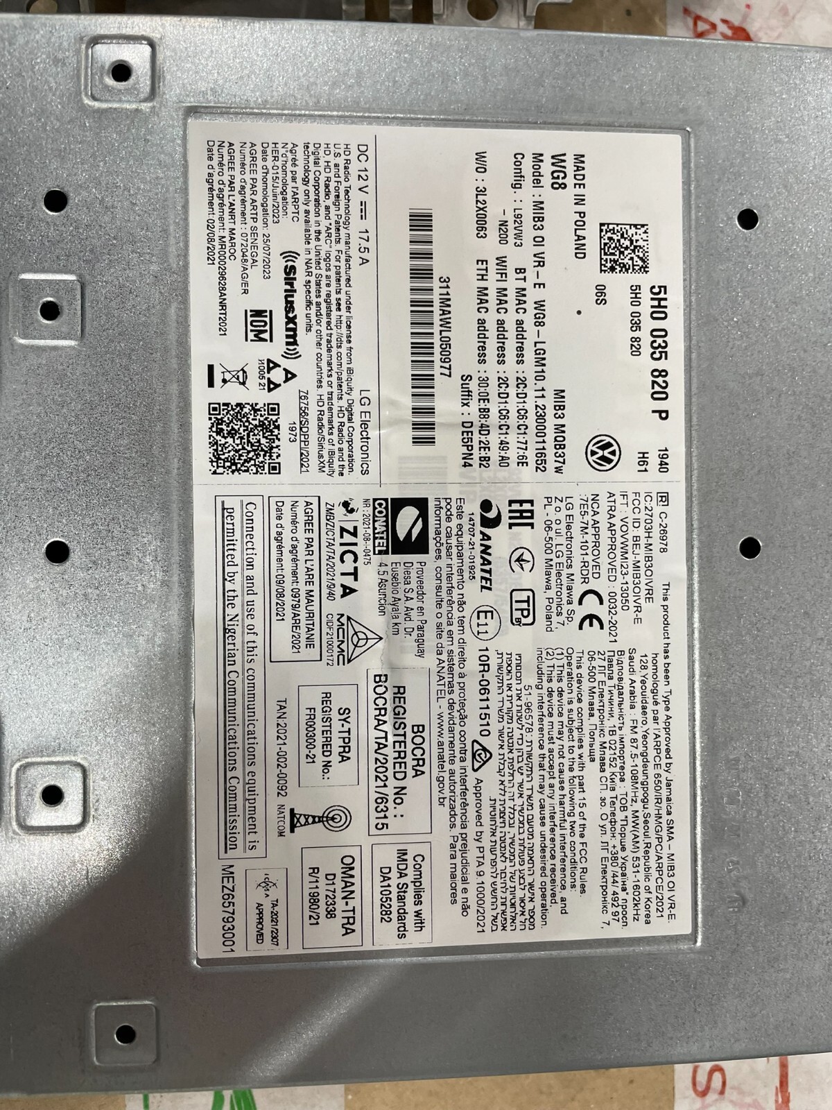 VW GOLF 8 MIB3 MQB UNIT LCD NAVIGATIONSSYSTEM 5H0035820P + 5H0919605B NEU ORIG - Obrázek 9