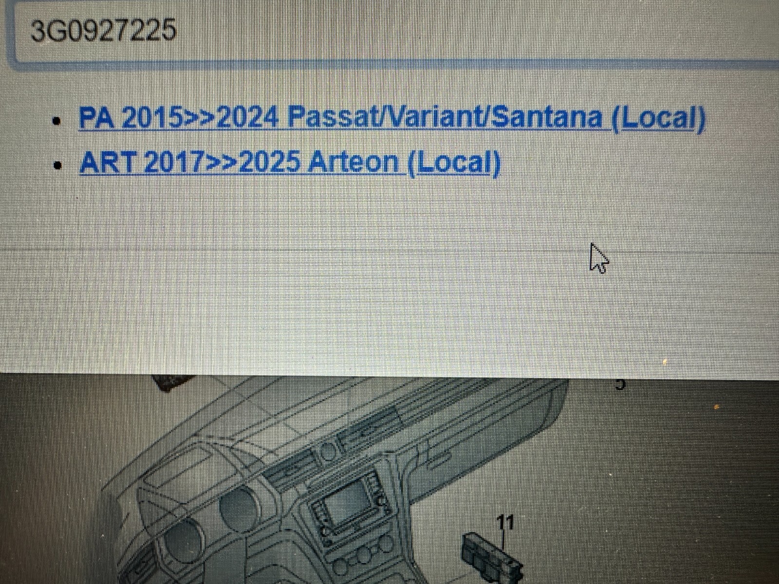 VW PASSAT B8 SCHALTER ELEKTROMECHANISCHE FESTSTELLBREMSE 3G0927225 Fast Neu Test - Obrázek 7