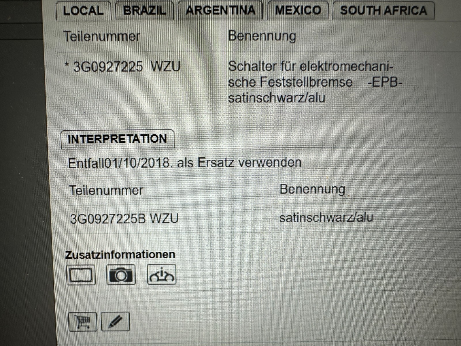 VW PASSAT B8 SCHALTER ELEKTROMECHANISCHE FESTSTELLBREMSE 3G0927225 Fast Neu Test - Obrázek 8