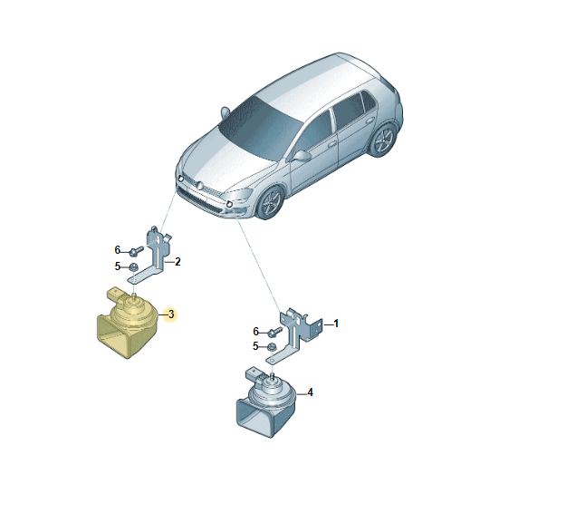 VW SKODA HUPE TIEFTON SIGNALHORN HORN 5Q0951221 = 2Q0951221 Fast Neu d vTest Car - Obrázek 4