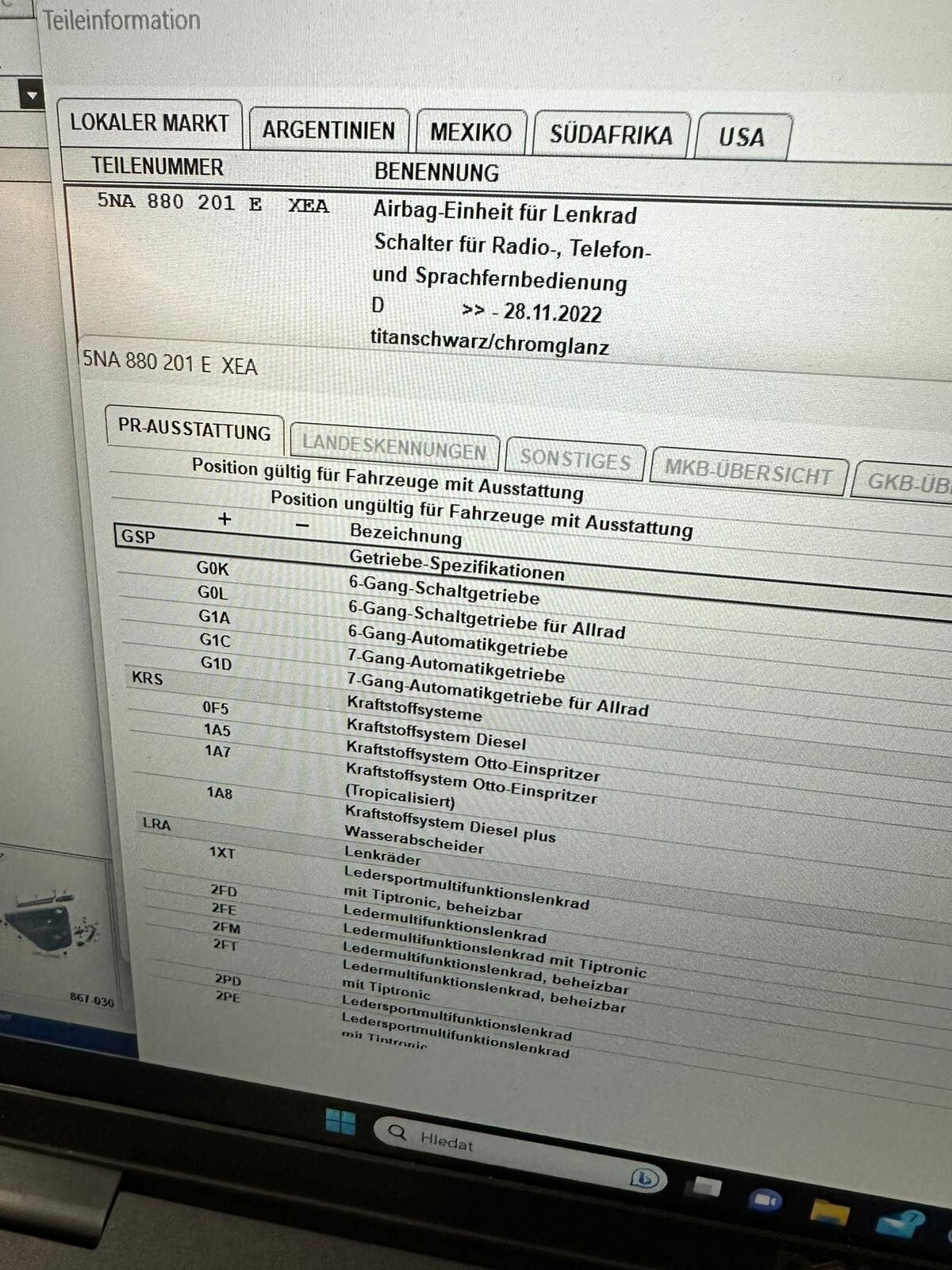 VW TIGUAN 2020-2023 SCHALTTAFEL HUD-DASHBOARD HUD 5NB 857 003 N + GURTEN+AIRBAG - Obrázek 16