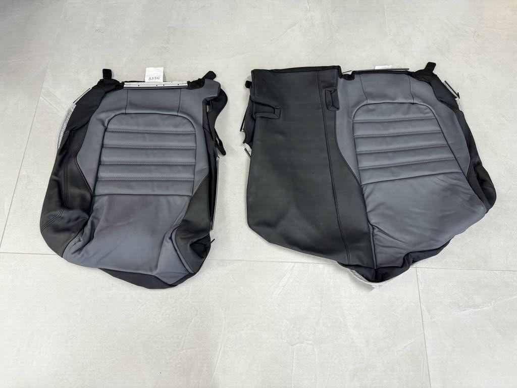 VW TOUAREG 7P SITZBEZUG LEDER BEZUG GELOCHT SCHWARZ-GRAU SITZ HINTEN ORIG.NEU !!