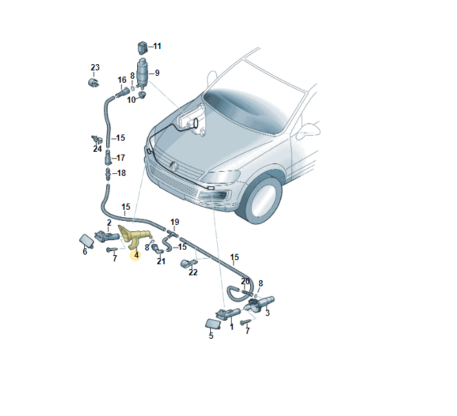VW TOUAREG TELESKOPDÜSE SCHEINWERFERREINIGUNG 7P6955978 RECHTS ORIG.NEU! - Obrázek 5