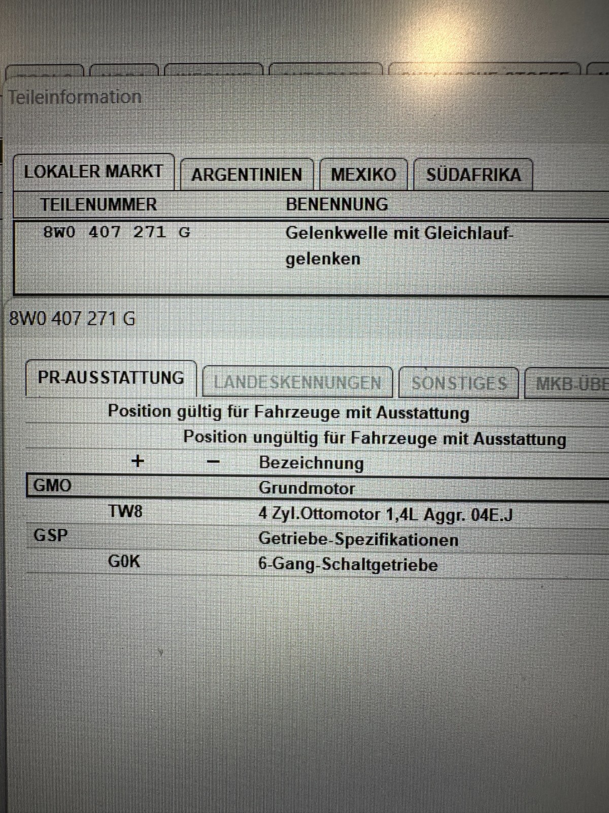 8W0407271G AUDI A4/A5 ANTRIEBSWELLE VORN 8W0407271G-8W0407271Q ORIG. AUDI NEU ! - Obrázek 5