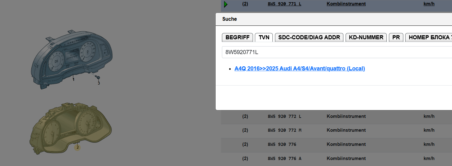 AUDI A4 8W KOMBIINSTRUMENT TACHOMETER 8W5920771L TACHO DIESEL ORIG. NEU 0 KM !!! - Obrázek 4