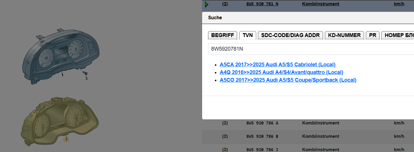 AUDI A4 , AUDI A5 8W TACHO TACHOMETER KOMBIINSTRUMENT 8W5920781N ORIG. NEU 0 KM! - Obrázek 4