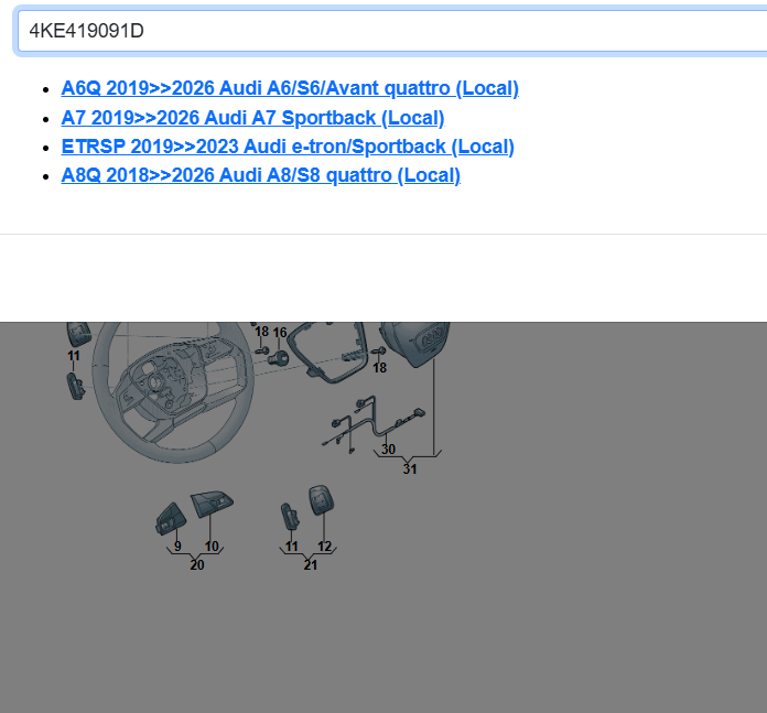 AUDI A6 A7 A8 E-TRON MULTIFUNKTIONS LENKRAD BEHEIZBAR MIT PADELS 4KE419091D NEU - Obrázek 3