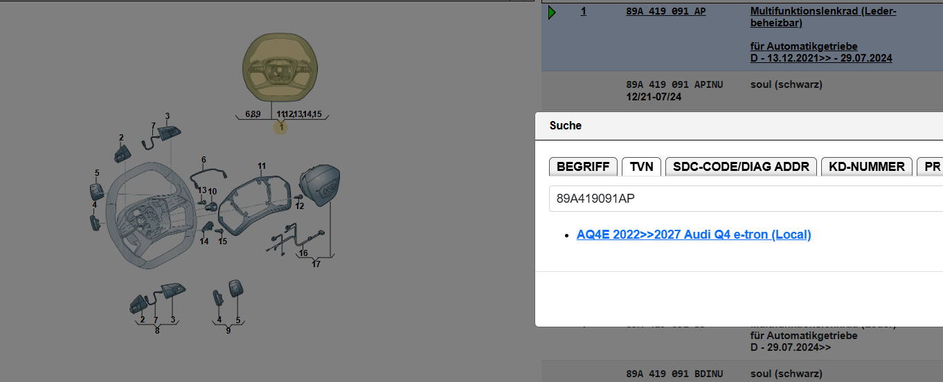 AUDI Q4 E-TRON LENKRAD BEHEIZT SPORT ABGEFLACHT 89A419091AP MIT ASSISTENTEN NEU - Obrázek 6