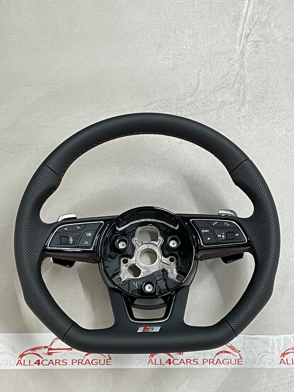AUDI S4 S5 8W SPORT LEDER LENKRAD ABGEFLACHT GELOCHT S PADELS 8W0419091 ORIG NEU - Obrázek 3