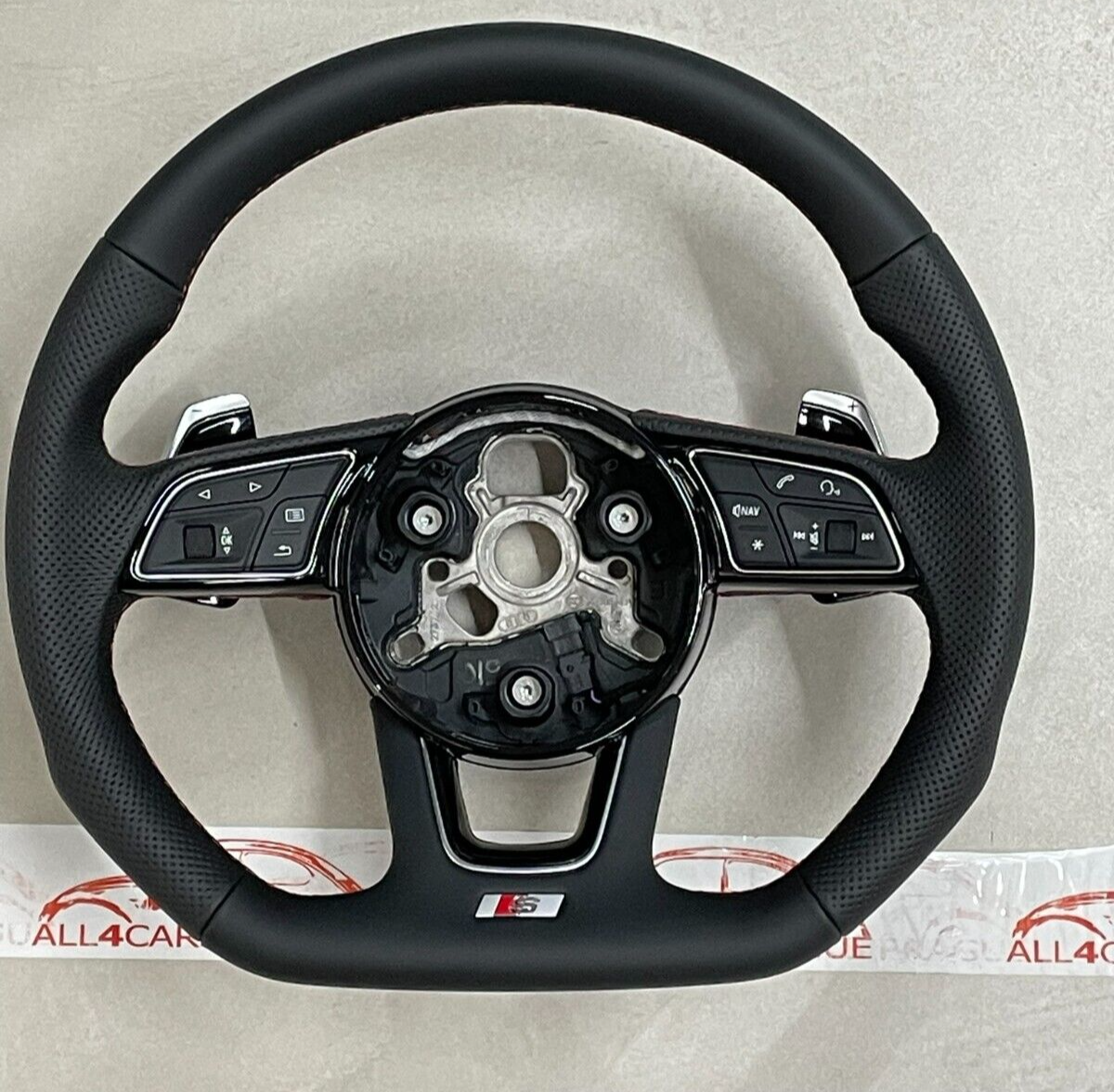 AUDI S4 S5 8W SPORT LEDER LENKRAD ABGEFLACHT GELOCHT S PADELS 8W0419091 ORIG NEU