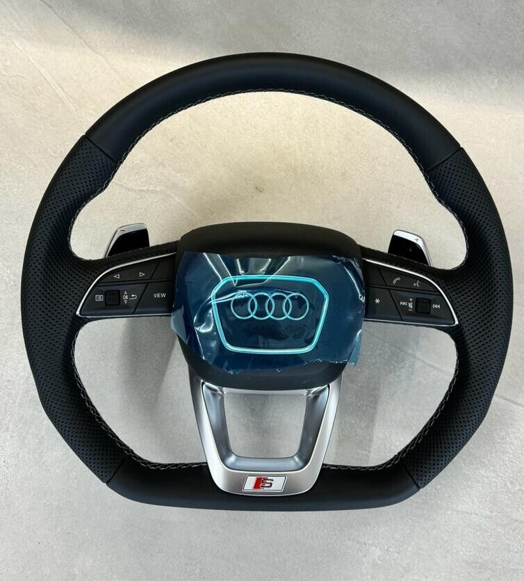 AUDI SQ7 SQ8 SPORT LENKRAD LEDER ABGEFLACHT MIT GROSSEN S SCHALTWIPPEN ORIG.NEU!