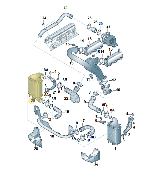 ŠKODA SUPERB VW PASSAT LADELUFT TURBOKÜHLER V6 2.5 TDI RECHTS 3B0145806 ORIG. - Obrázek 3